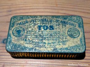 Cajas y cajitas metálicas: Caja pequeña cajita metal metálica antigua pasta pectoral del doctor Andreu laboratorio Dr Barcelona